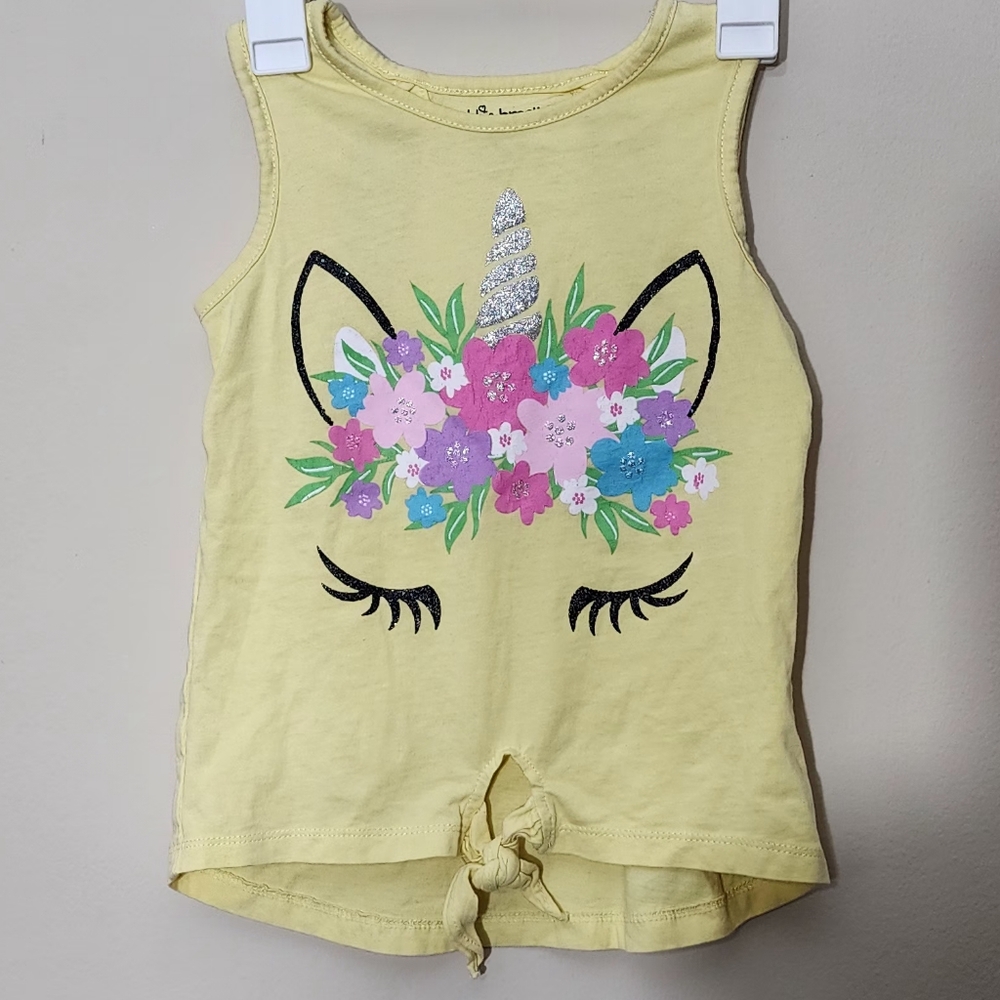 Yellow Unicorn Graphic Sleeveless Top